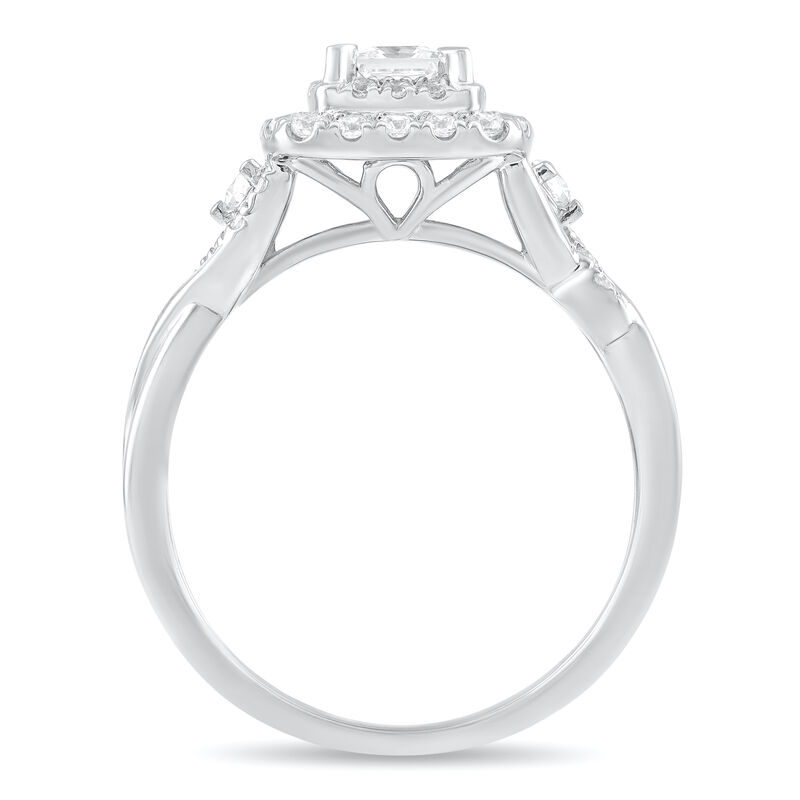 Princess Cut Diamond 5/8ctw. Double Halo Twist Engagement Ring in 14k White Gold image number null